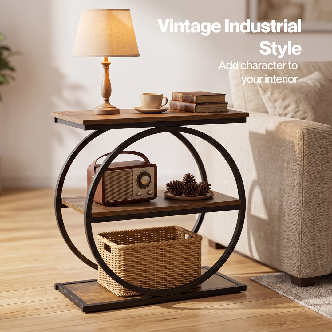 Narrow Side Table 3 Tiers End Table Adjustable Sofa Side Table Bedroom