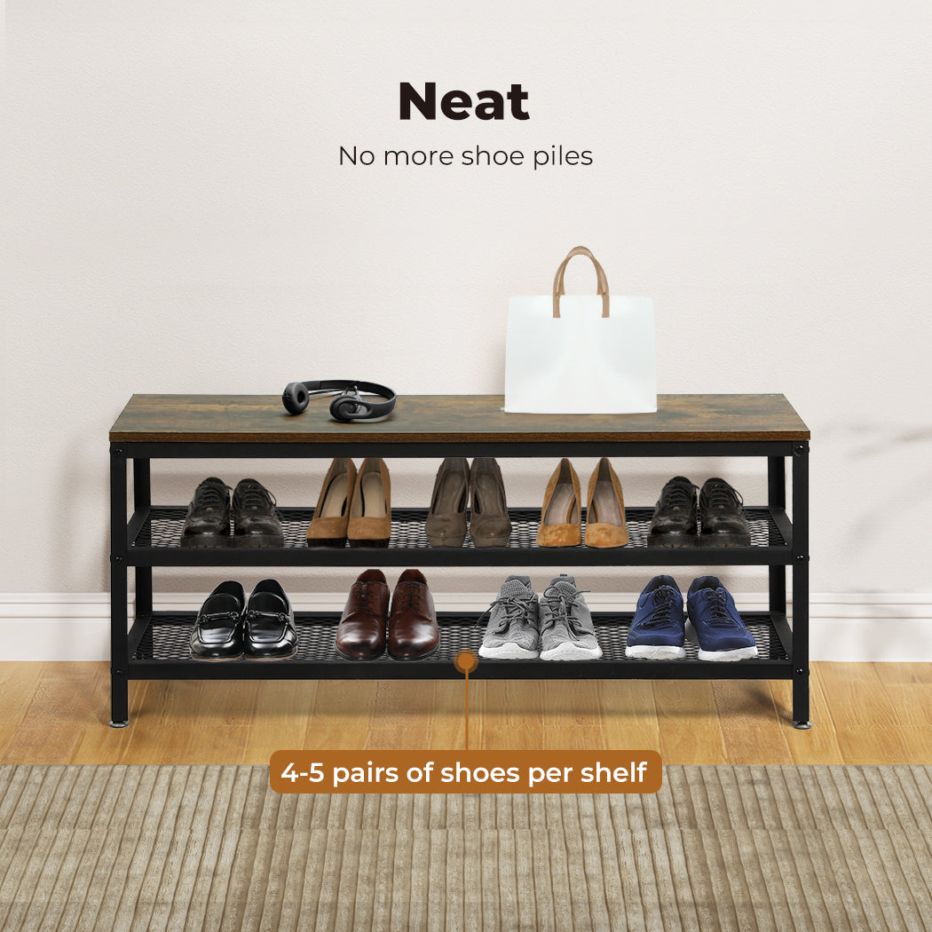 Levede 3-Tier Shoe Rack Bench Storage Cabinet - Levede