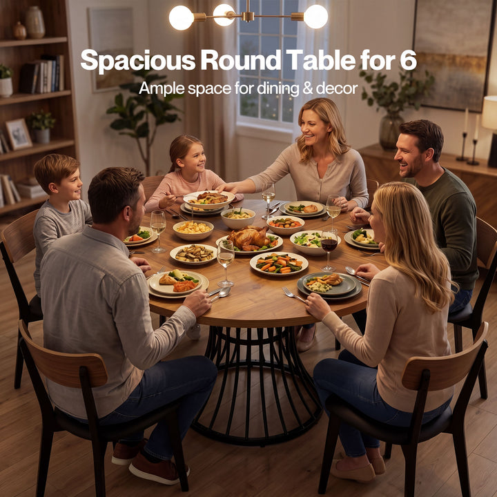 Dining Table 120cm Round Dining Table 30mm MDF Retro Brown
