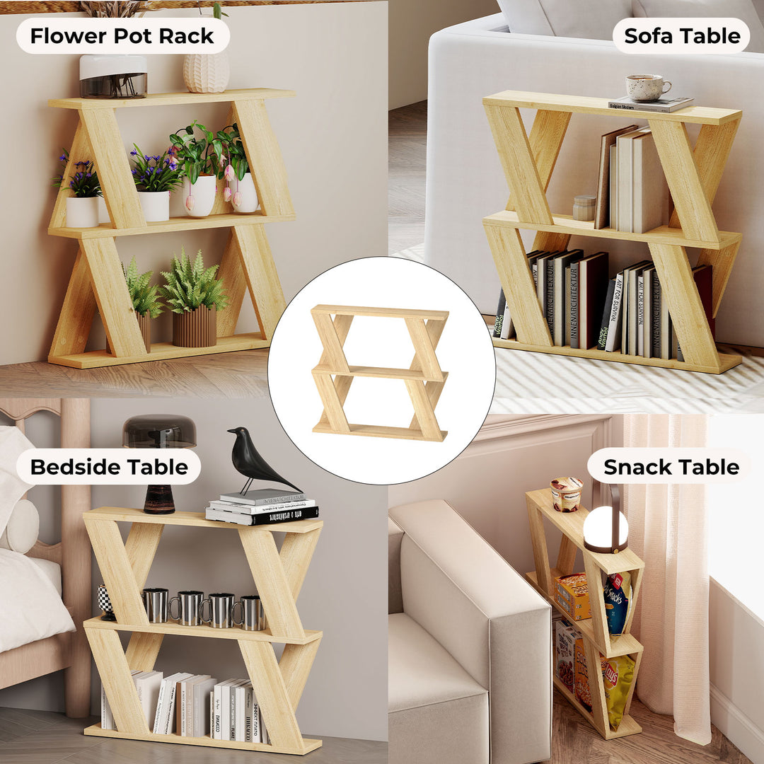 Slim Side Table with Magazine Rack Two-Tier Storage Compact Coffee Table