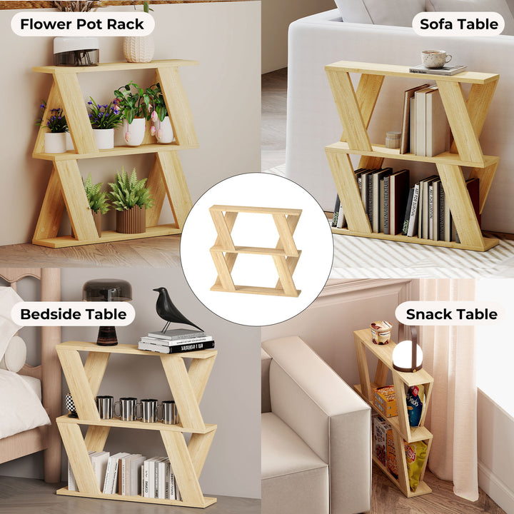 Slim Side Table with Magazine Rack Two-Tier Storage Compact Coffee Table