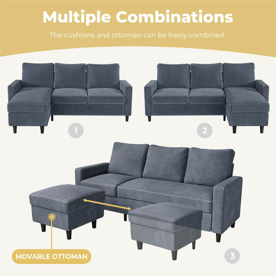 Levede L-shaped Sectional Sofa Lounge Chaise Set - Levede