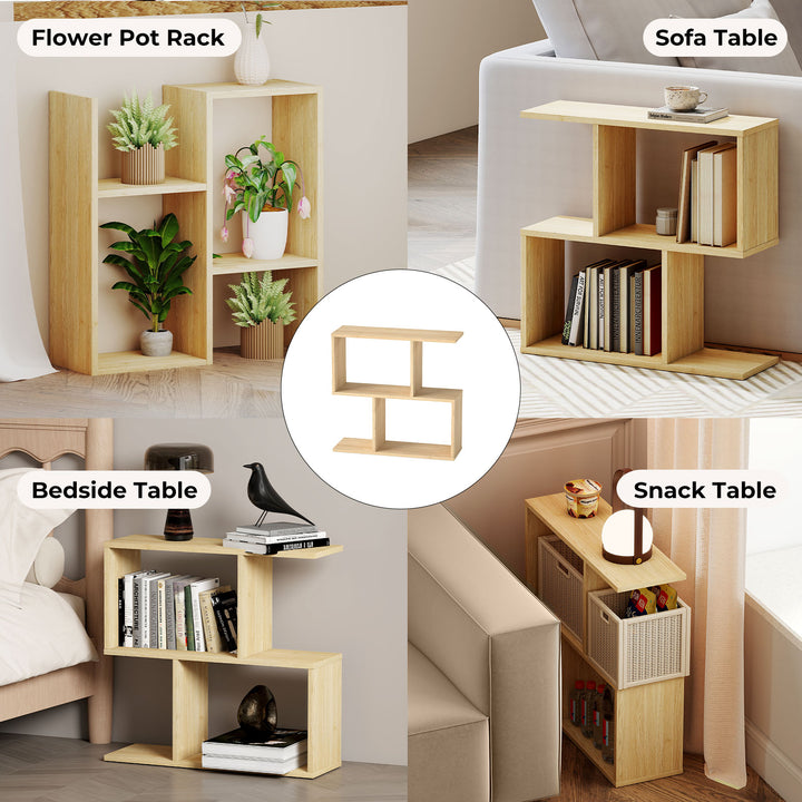 Narrow Side Table Slim 2 Tier Modern Bedside Table Deep Oak Nightstand