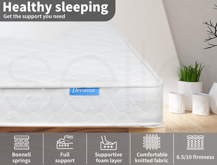 Dreamz Mattress Spring Coil Bonnell Bed Sleep Foam Medium Firm 13CM - Levede