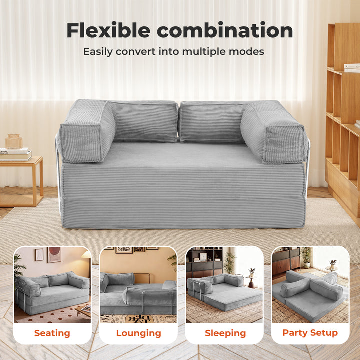 Modular Sofa Bed Convertible L Shaped Sectional Foldable Lounge Couch