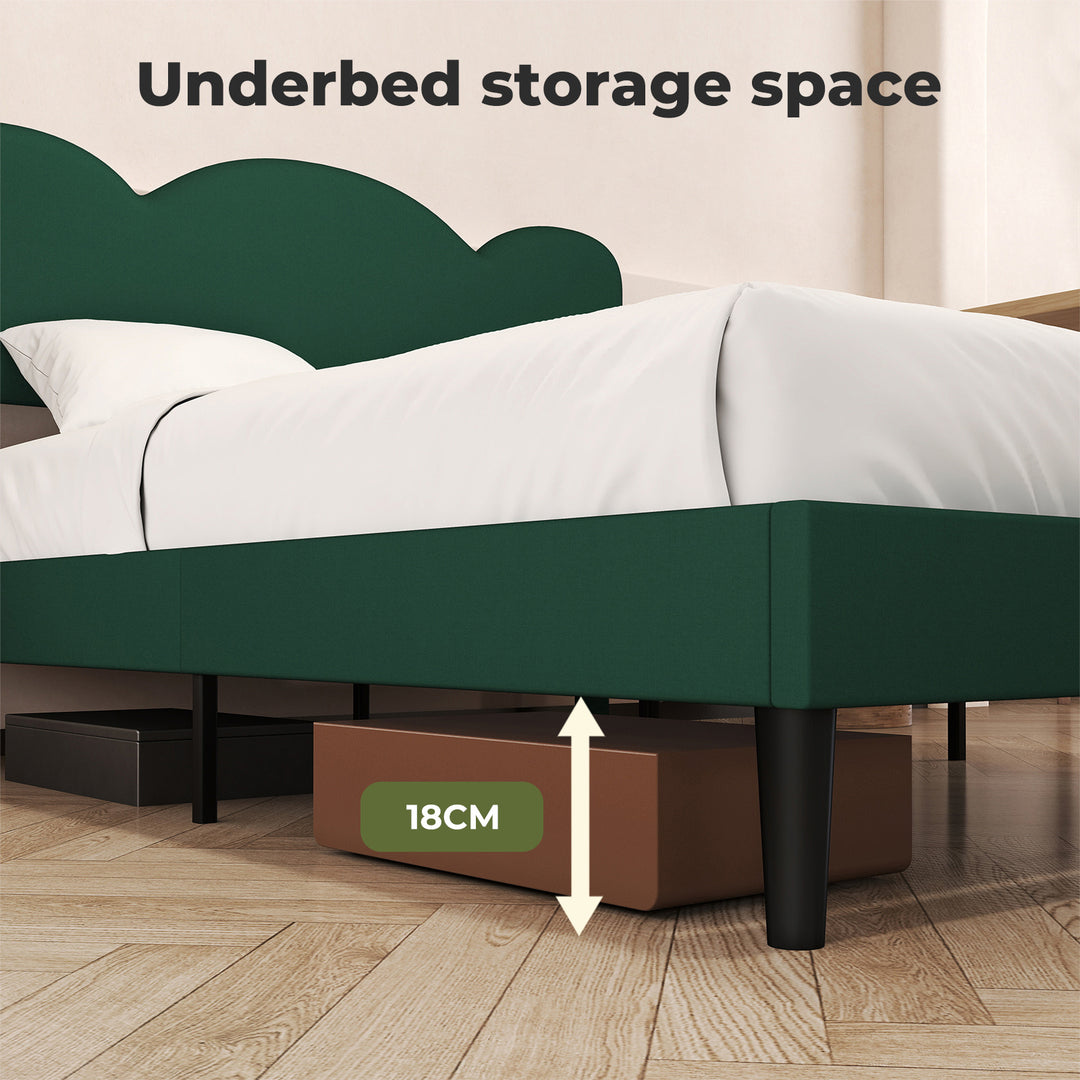 Queen Bed Frame Adjustable Soft Headboard Mattress Base Wooden Fabric