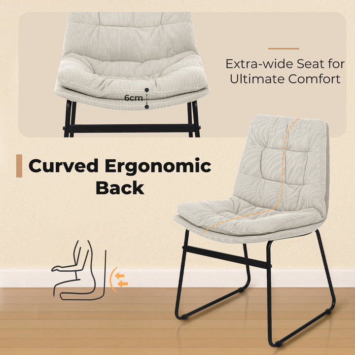 2x Dining Chairs Industrial Soft Corduroy Kitchen Padded Seat