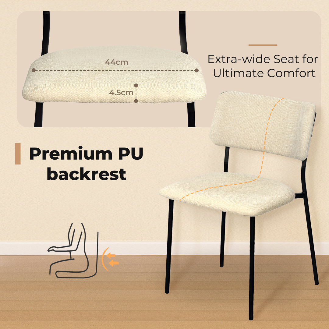 4x PU Backrest Dining Chairs Set Industrial Fabric Padded Seats