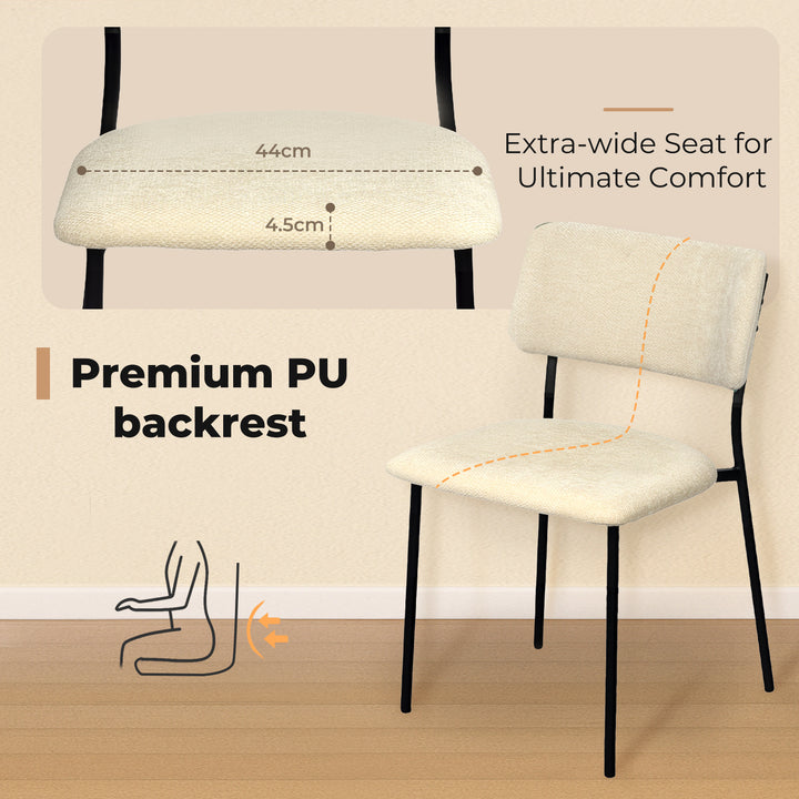 4x PU Backrest Dining Chairs Set Industrial Fabric Padded Seats