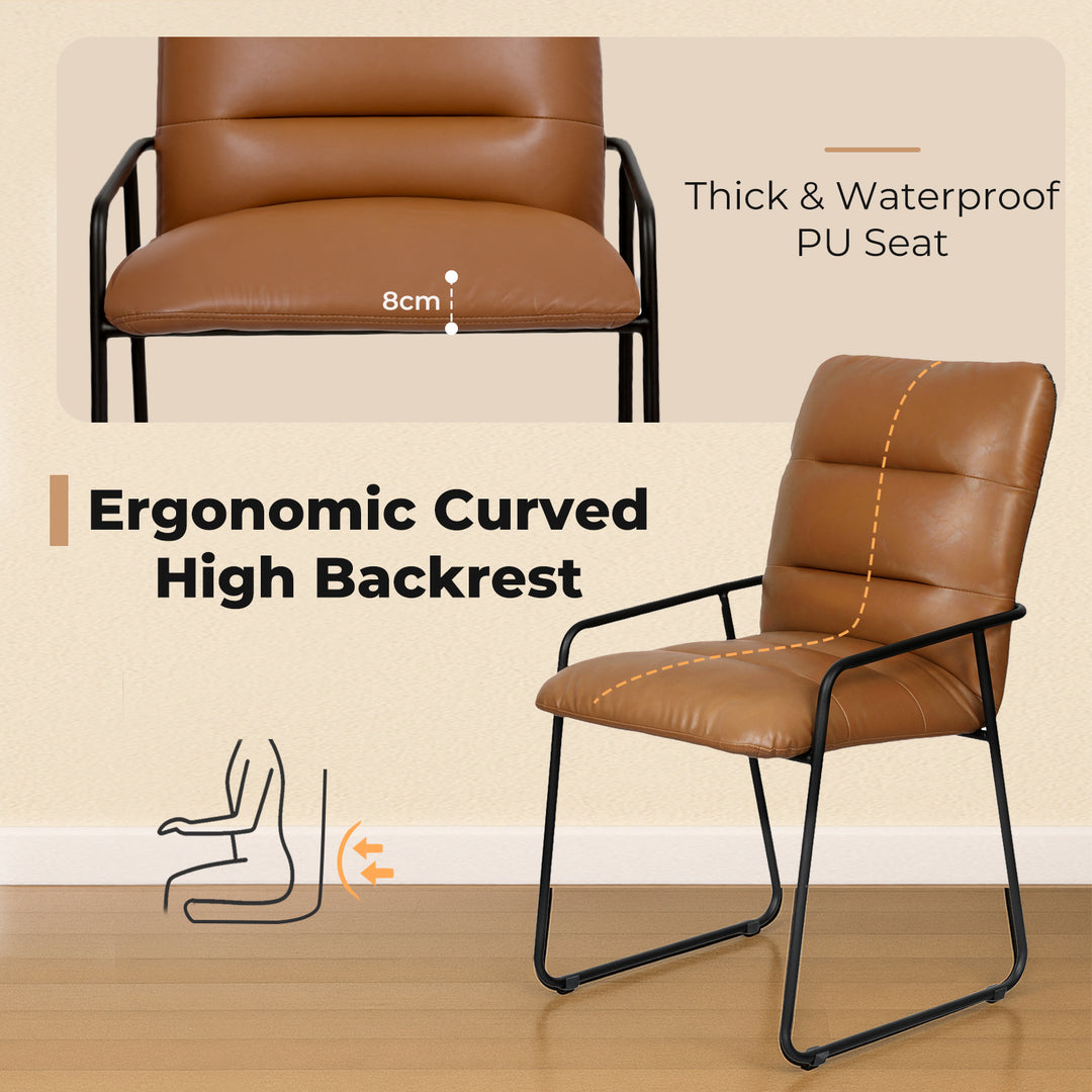 2x PU Dining Chair Metal Frame Modern Kitchen  Industrial Accent Chair