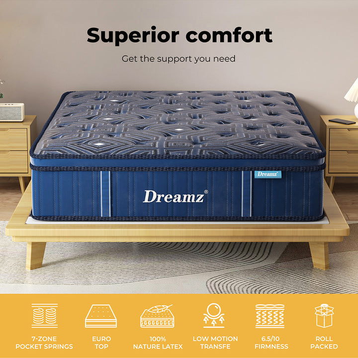 DreamZ Spring Mattress Euro Top - 30CM Thickness for Ultimate Comfort - Levede