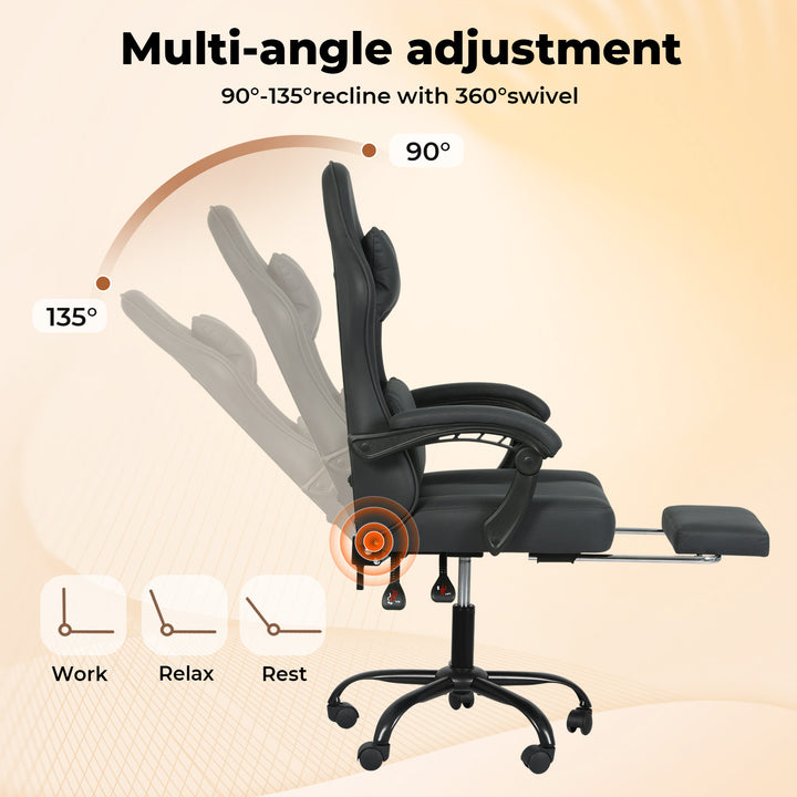 High Back Ergonomic Office Chair Reclining Computer Gaming Chair Grey