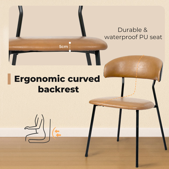 2x Dining Chairs PU Leather Padded Seat Kitchen Lounge Cafe Stackable