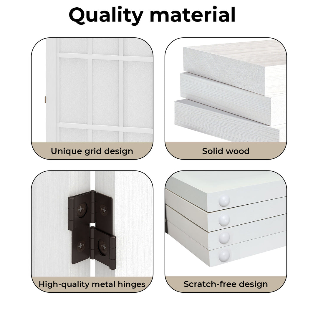 6 Panel Room Divider Folding Partition Freestanding Screen Wooden