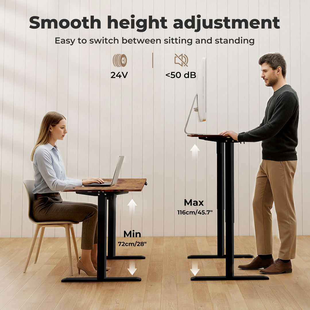 Electric Standing Desk Height Adjustable Gaming Desk 120cm Vintage Oak