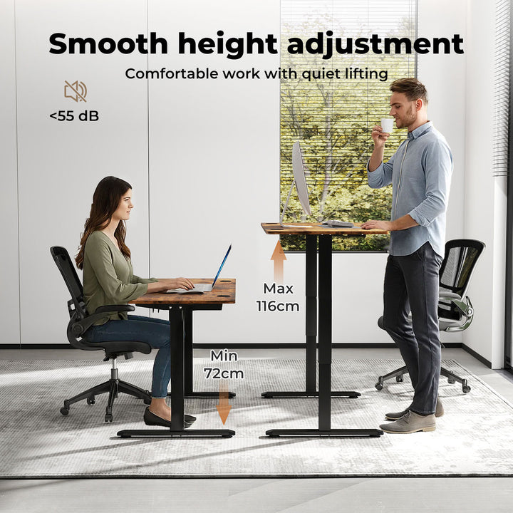 Electric Standing Desk Height Adjustable Gaming Desk 140cm Vintage Oak