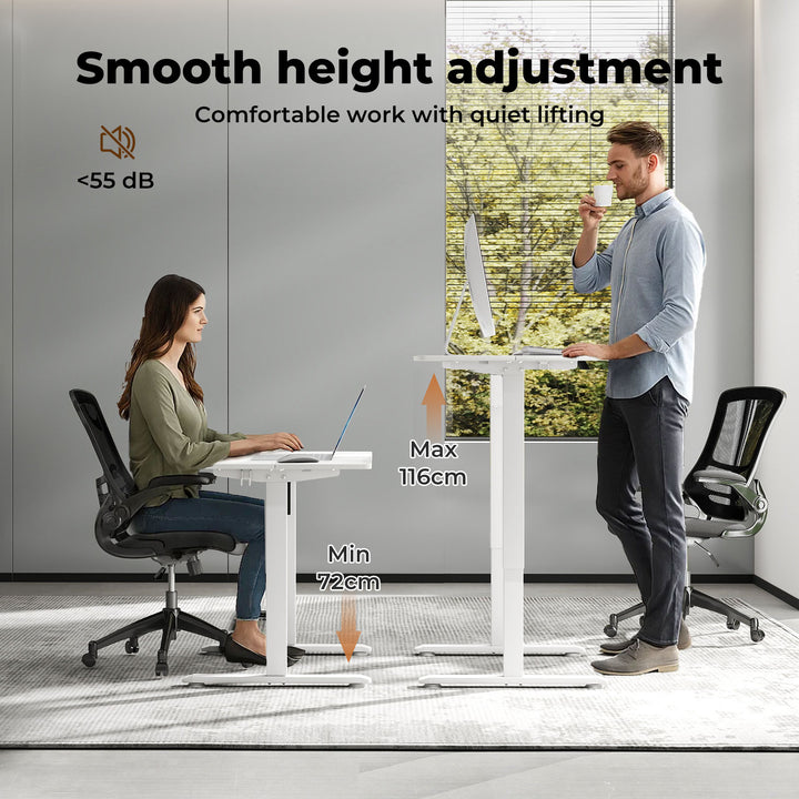 Electric Standing Desk Height Adjustable Gaming Desk Table 80cm White