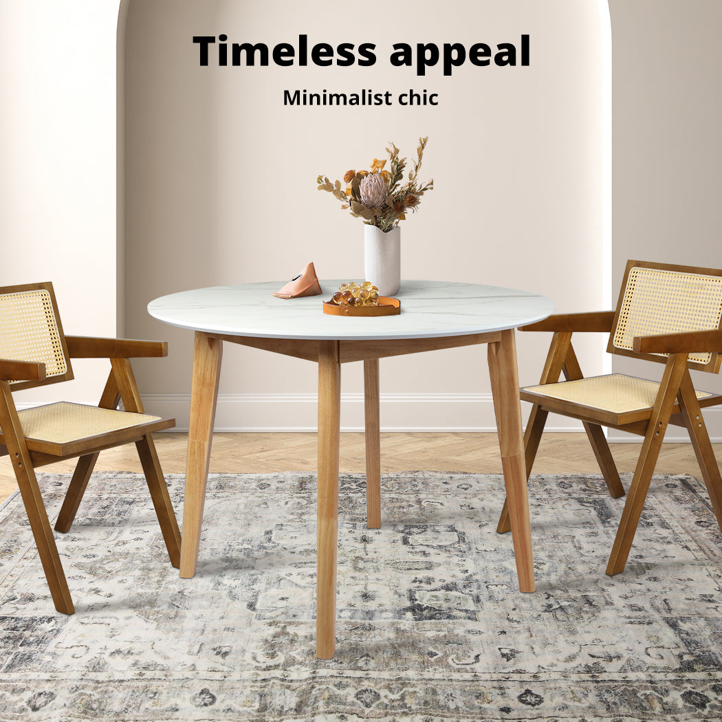 Levede Dining Table Round Rubberwood Base 100cm and 120cm