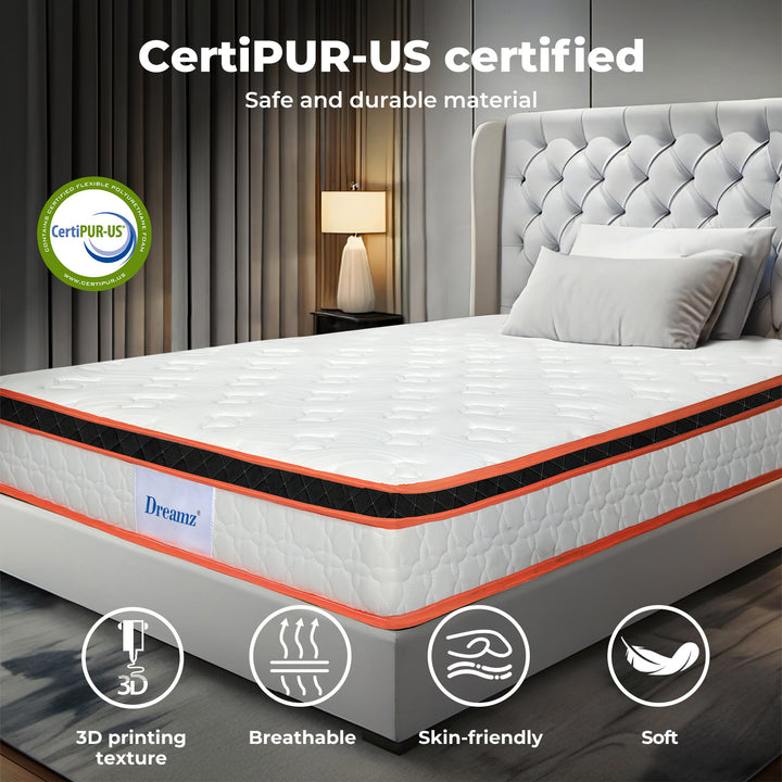 Dreamz Spring Mattress 7 Zone Bed Pocket Medium Firm Memory Foam