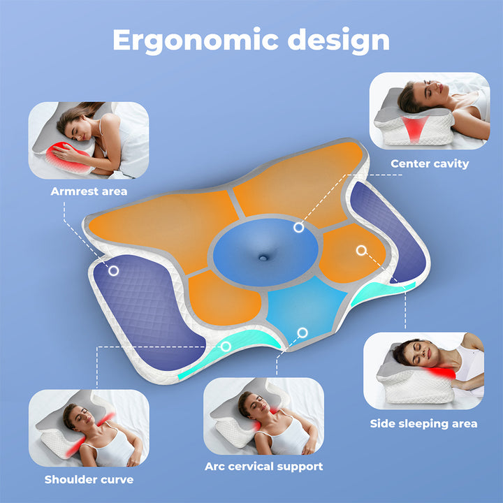 Memory Foam Pillow Shoulder Neck Support High Low Side Pain Relief