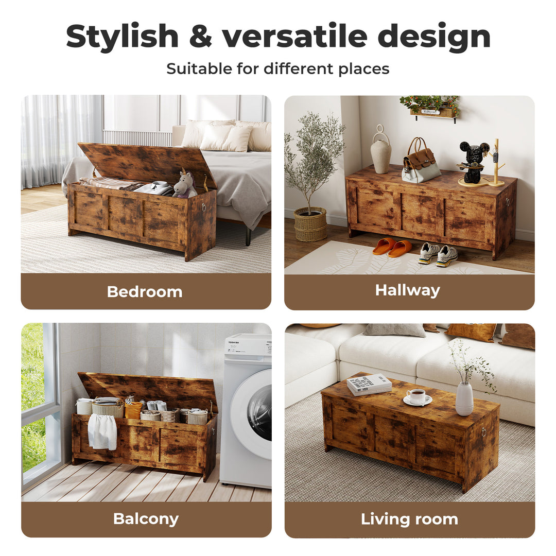 Storage Bench Rustic Wooden Cabinet Chest Table Toy Box Indoor Furniture