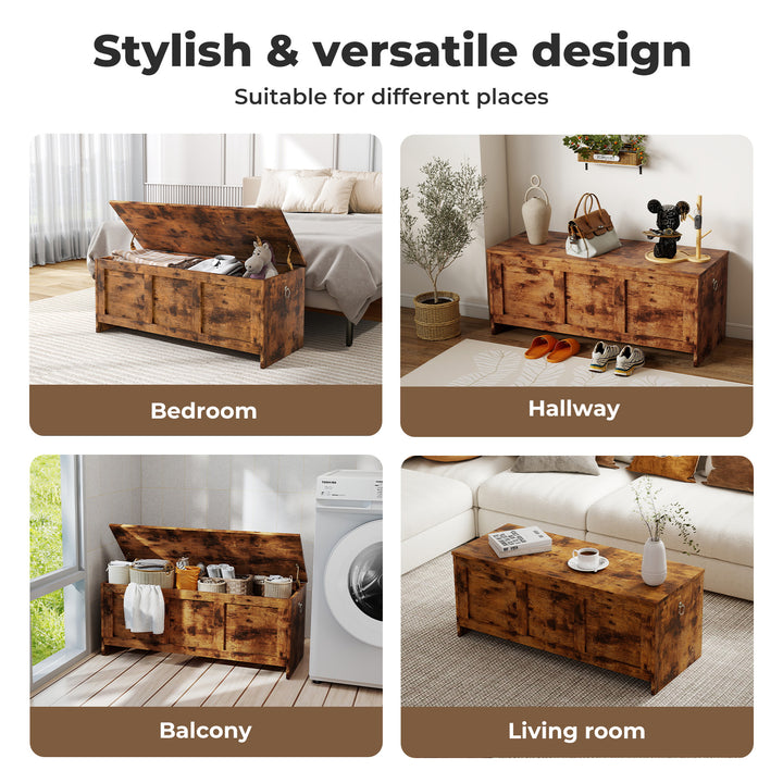 Storage Bench Rustic Wooden Cabinet Chest Table Toy Box Indoor Furniture