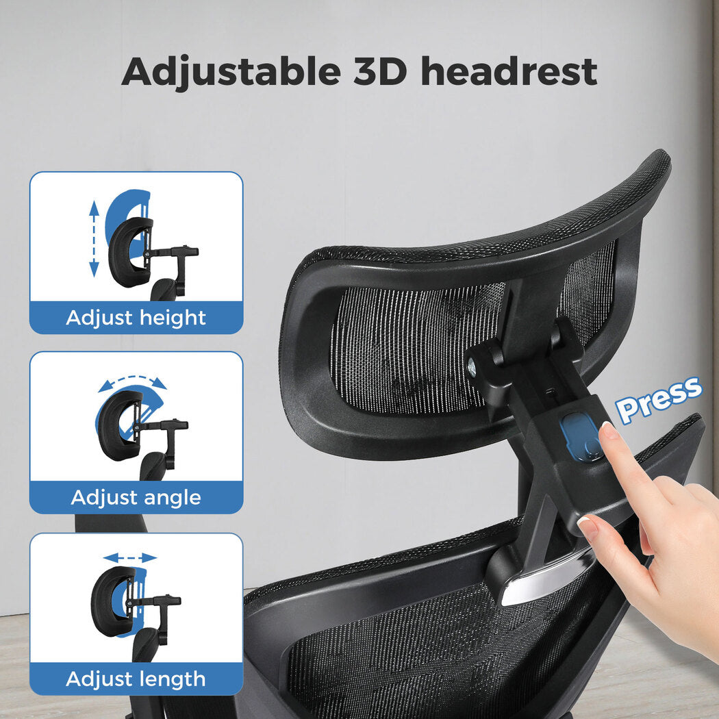 Ergonomic Office Chair with Footrest - Black
