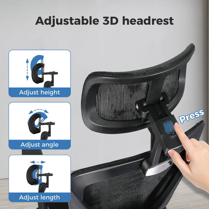 Ergonomic Office Chair with Footrest - Black