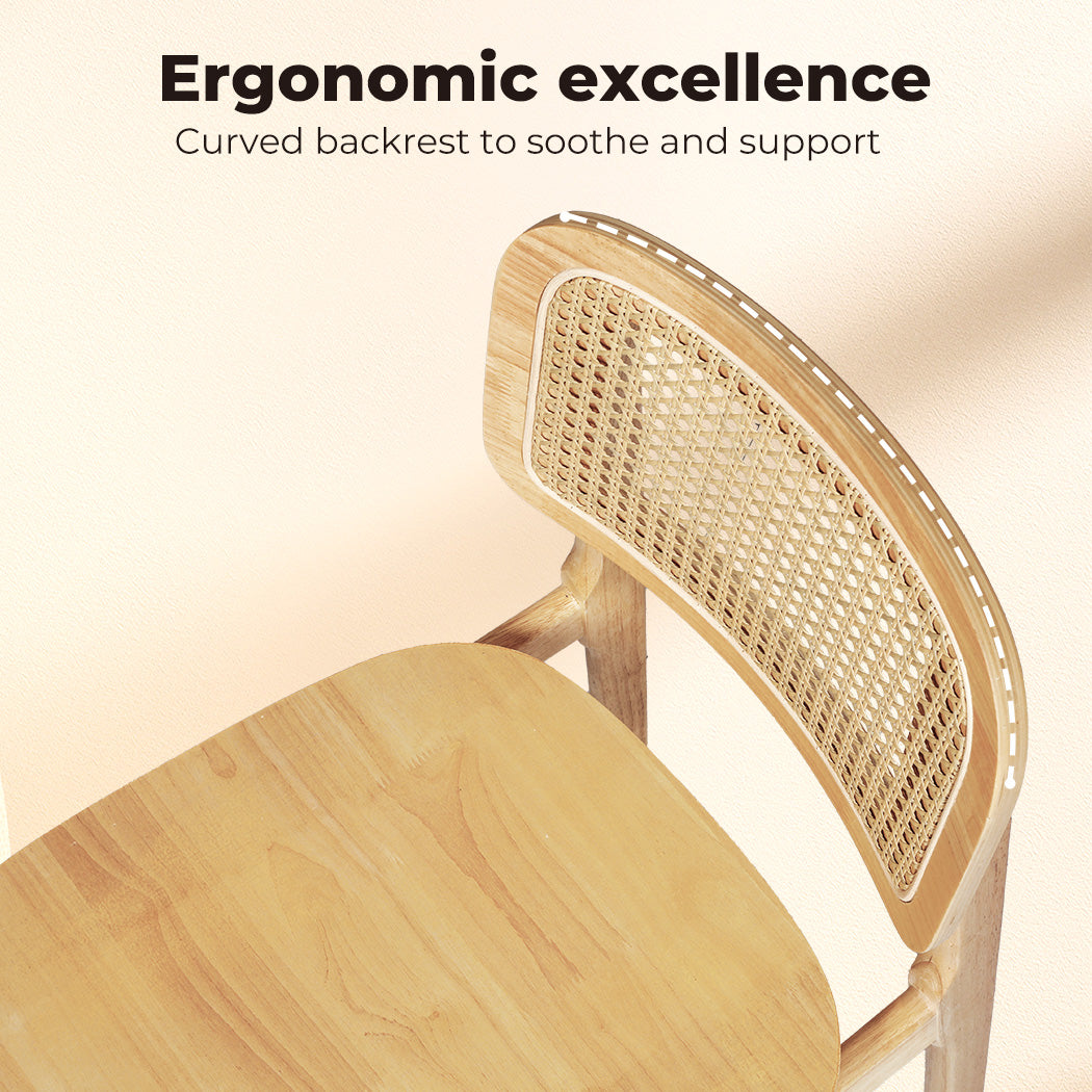 Rattan Dining Chairs Wooden Accent Chair Kitchen Lounge Cafe Armless