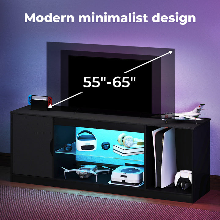 TV Stand Entertainment Unit TV Cabinet Stand Storage with LED Black