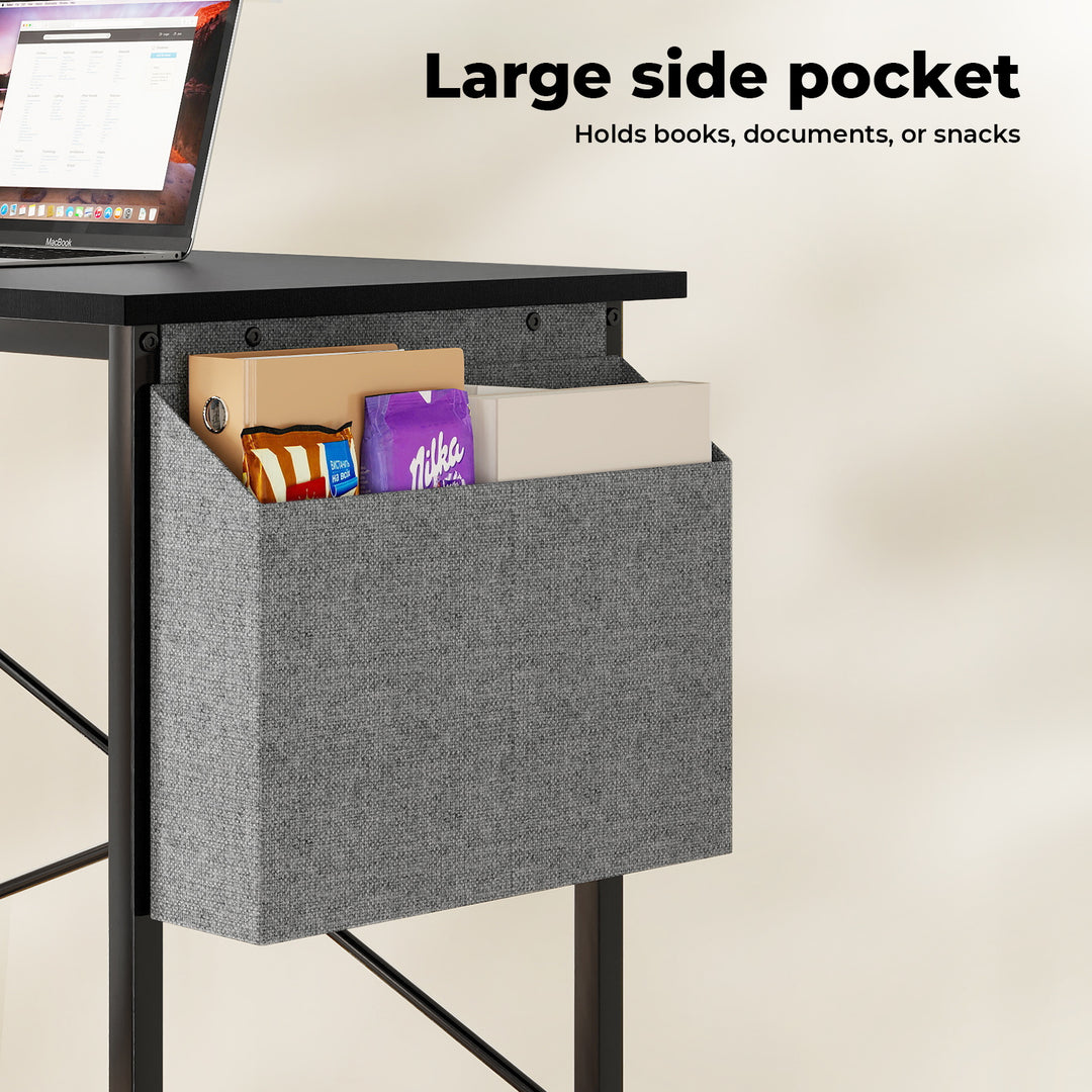 Computer Desk Study Table with Storage Bag Home Office 80cm Black