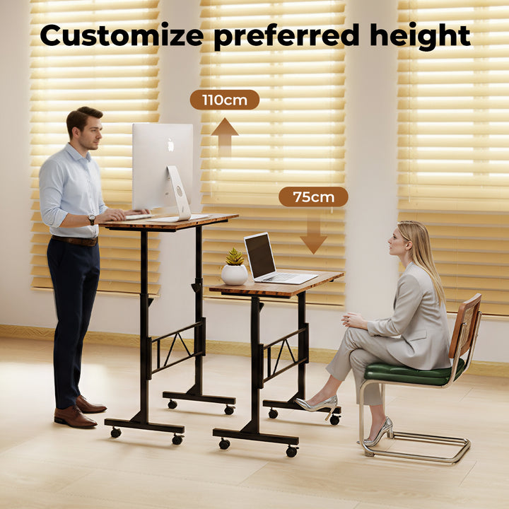 Standing Desk Mobile Table Adjustable Height Computer Workstation Home