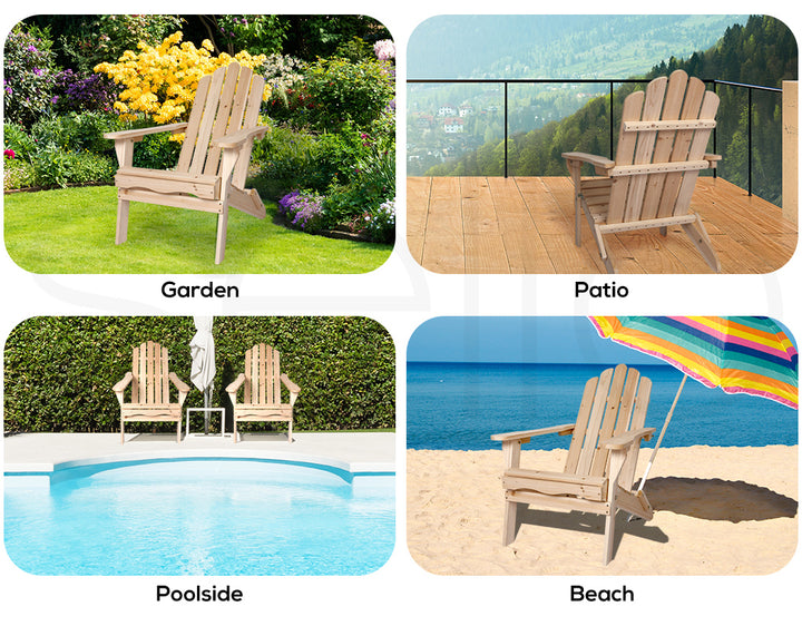 Levede Adirondack Chair Outdoor Furniture Natural - Levede