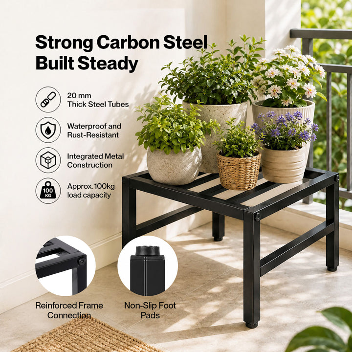 Plant Stand 3 Tier Outdoor Carbon Steel Heavy Duty for Garden Patio Black