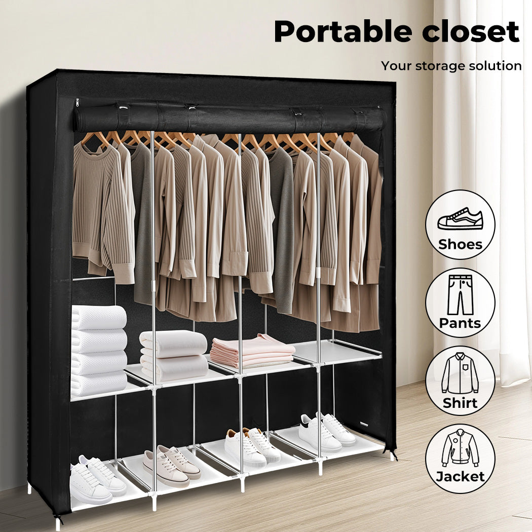 Levede Portable Closet Wardrobe Armoire Clothes Rack Storage Organiser w/Shelf - Levede