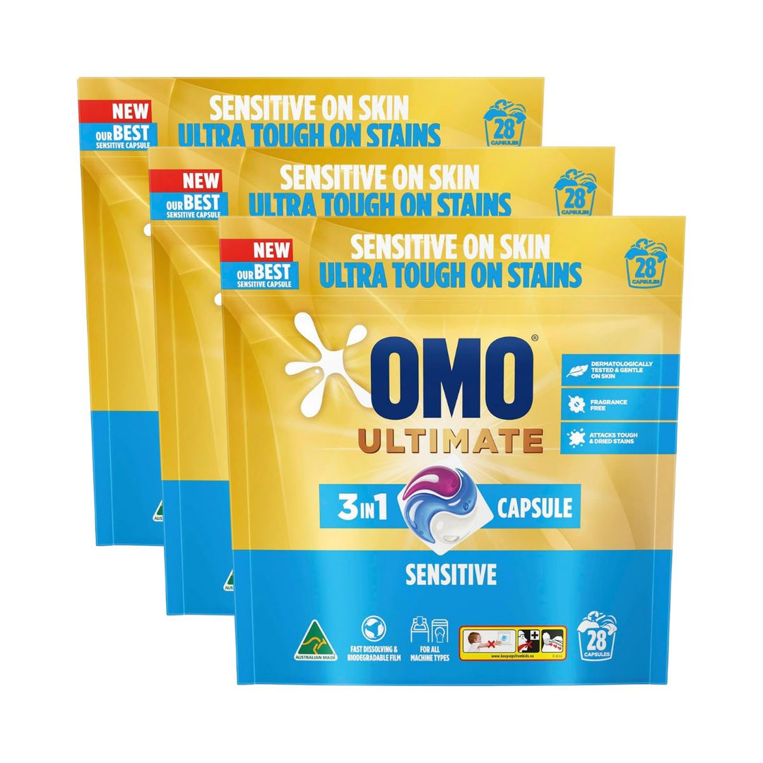 Omo Ultimate 3in1 Sensitive 55c/Tab x 84 Laundry Capsules.
