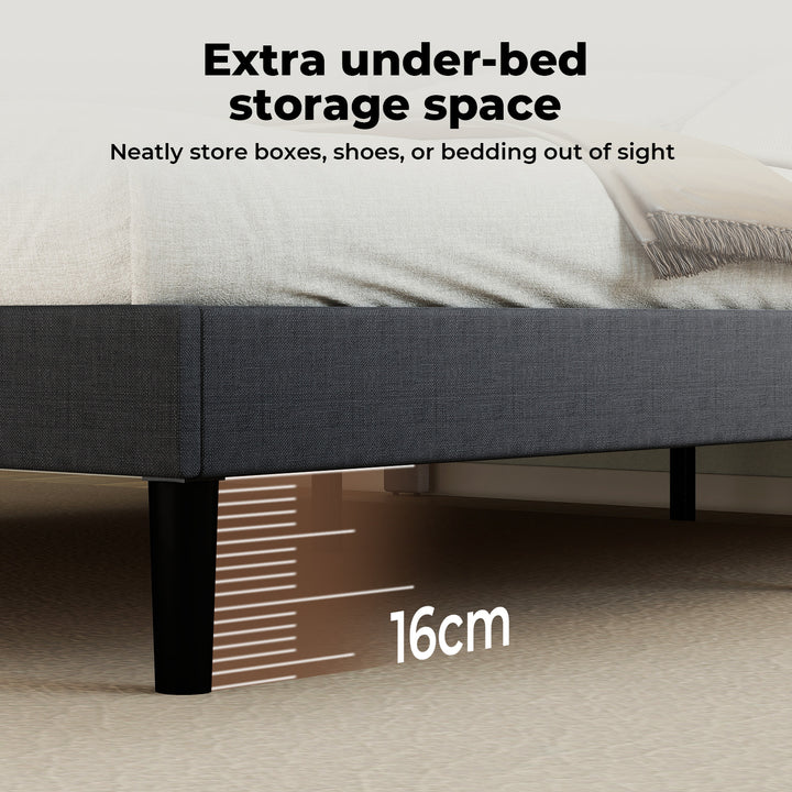 Bed Frame Upholstered Headboard Bedroom Mattress Sturdy Base