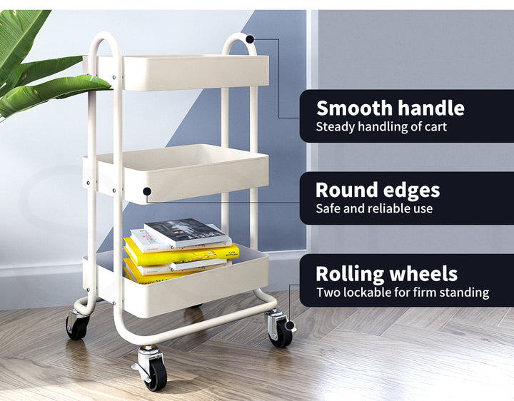 Levede 3 Tiers Kitchen Trolley Cart