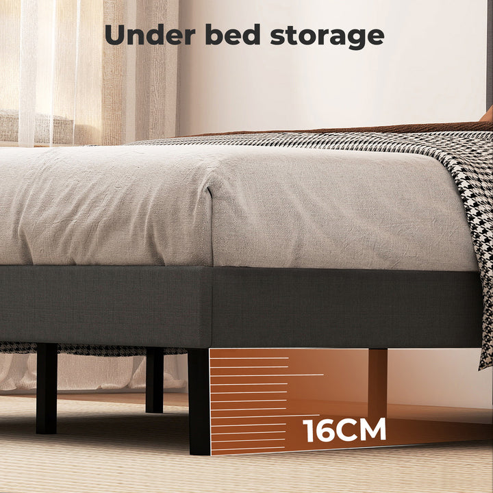 Bed Frame Upholstered Soft Headboard Bedroom Mattress Sturdy Base