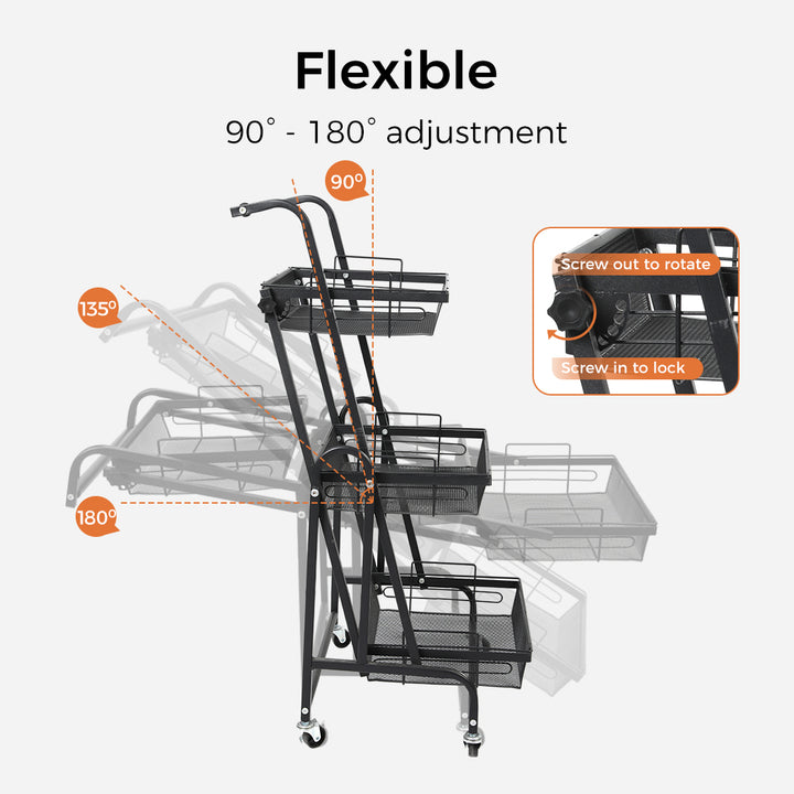 Levede 3 Tier Kitchen Trolley Cart Swivel - Levede