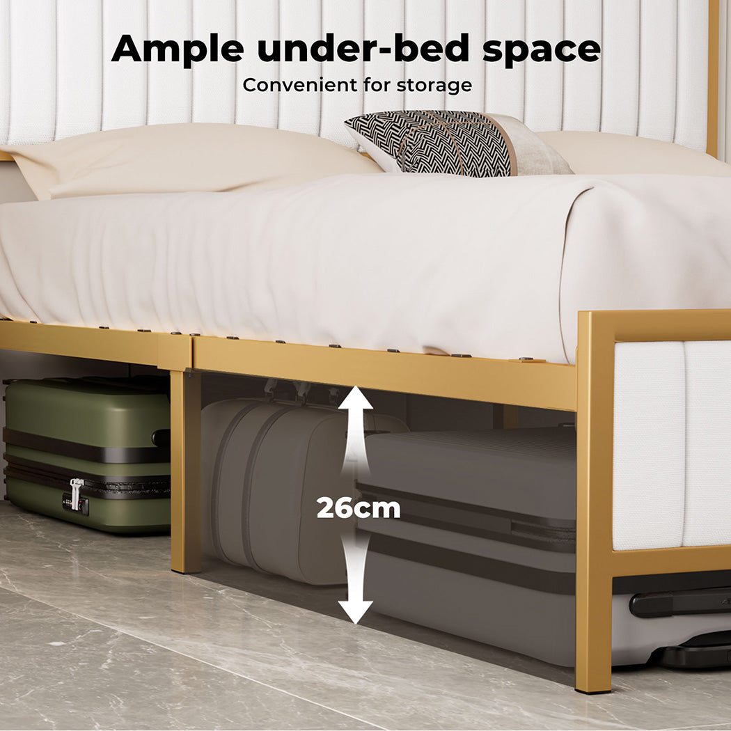 White Metal Bed Frame – Modern Style