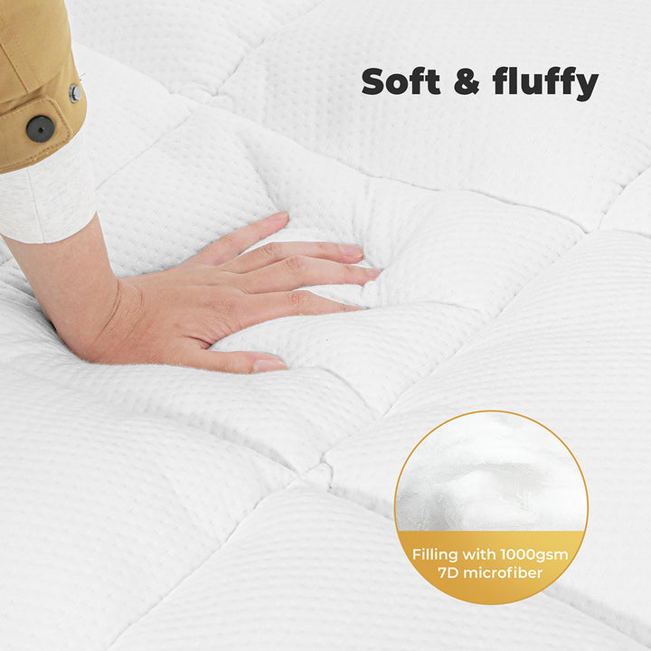 Dreamz Pillowtop Mattress Topper - 5cm Thickness for Ultimate Comfort - Levede