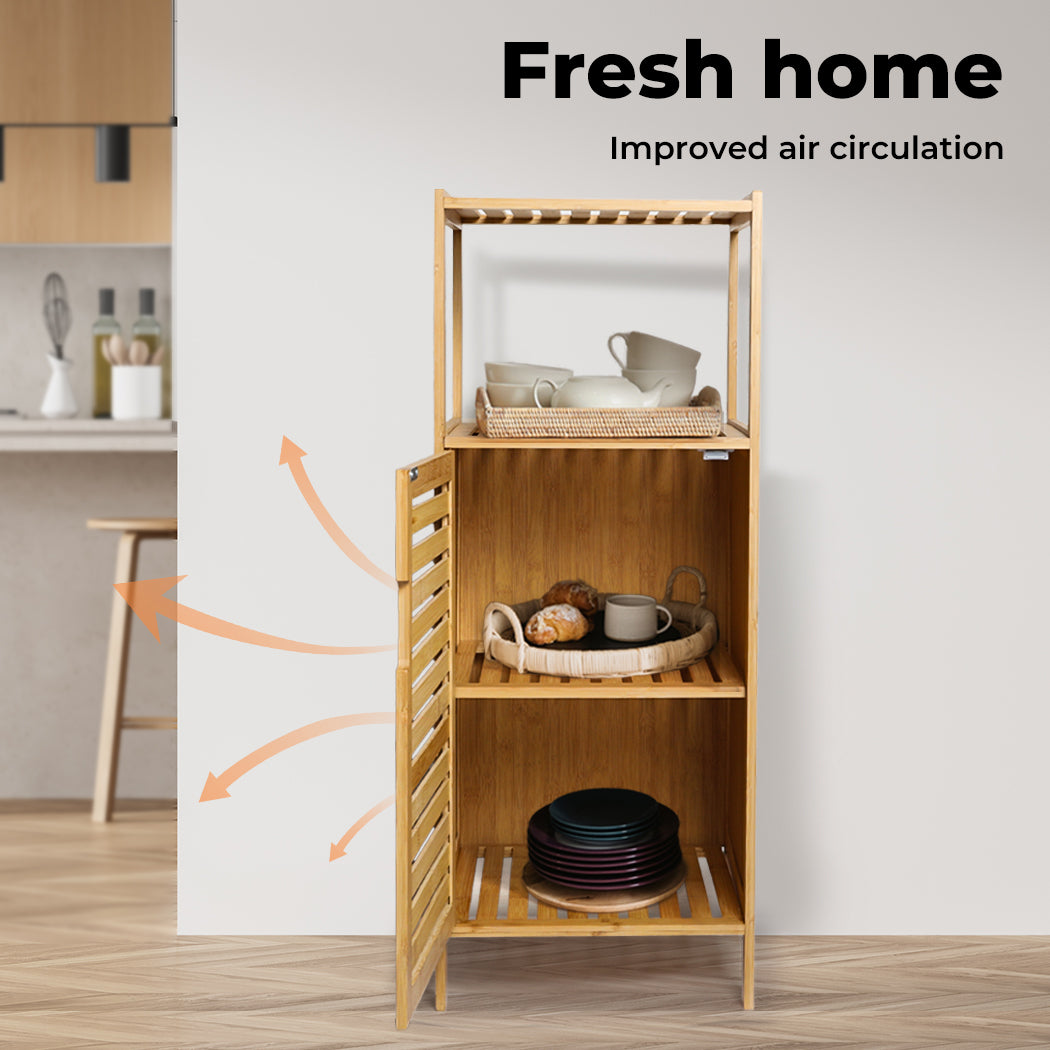 Levede Bamboo Shoe Storage Cabinet Laundry Organizer Cupboard Freestanding