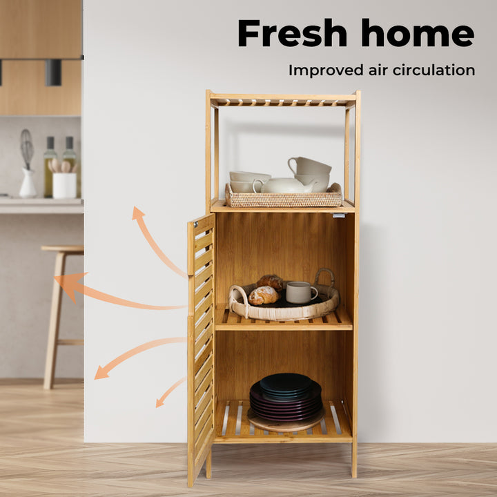 Levede Bamboo Shoe Storage Cabinet Laundry Organizer Cupboard Freestanding