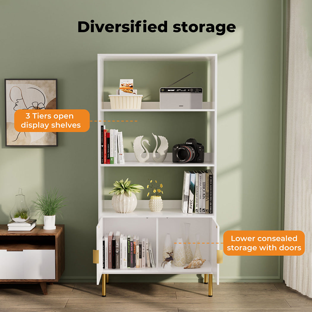 Levede Display Shelf 3 Tier Open Bookshelf 165cm Storage Cabinet Bookcase Wooden