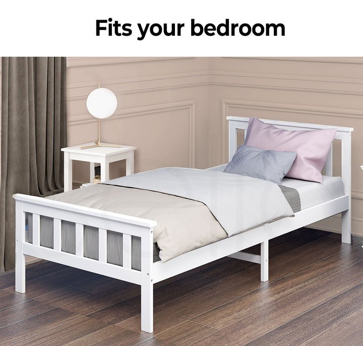 Levede White Wooden Bed Frame - Levede