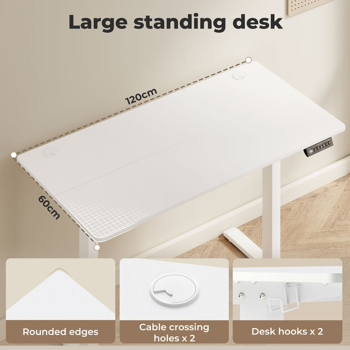 Electric Standing Desk Height Adjustable Gaming Desk Home Office 120cm