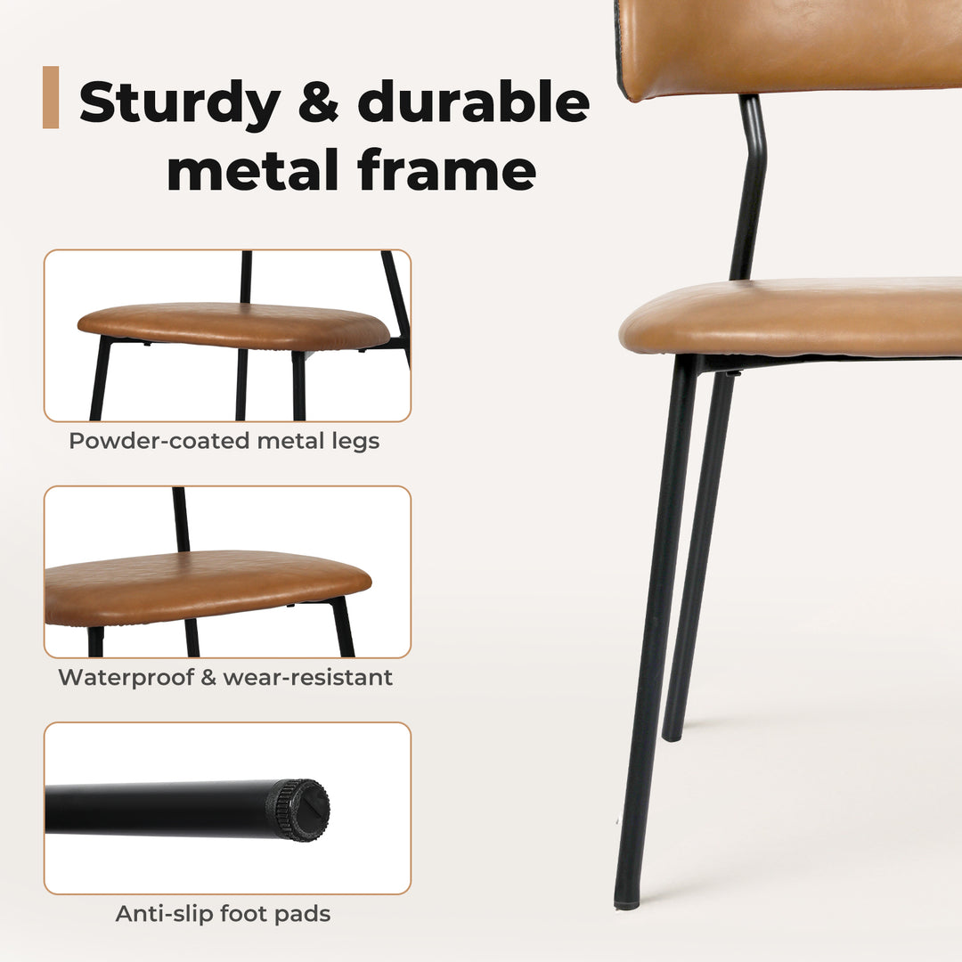 2x Dining Chairs PU Leather Padded Seat Kitchen Lounge Cafe Stackable