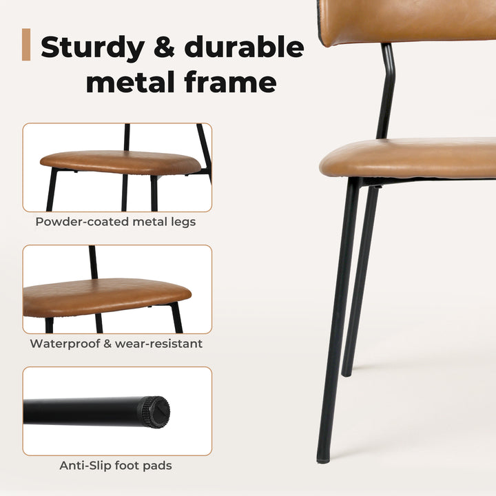 4x Dining Chairs PU Leather Padded Seat Kitchen Lounge Cafe Stackable