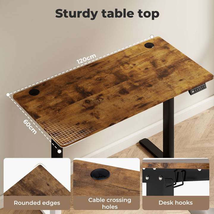 Electric Standing Desk Height Adjustable Gaming Desk 120cm Vintage Oak